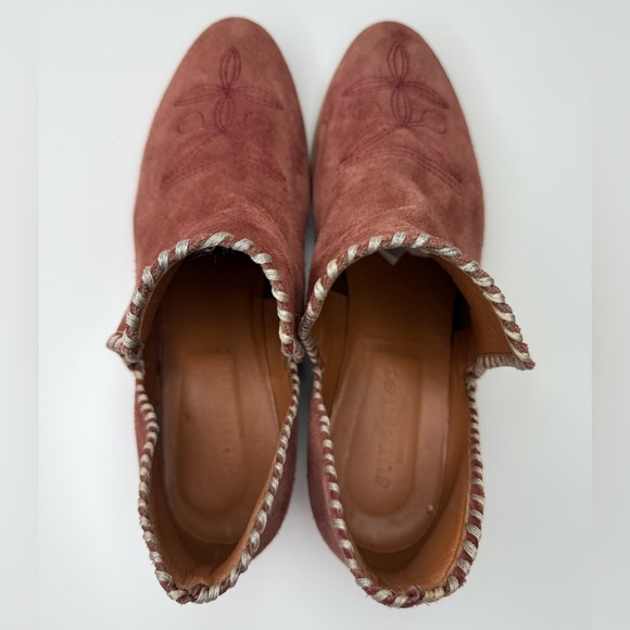 Sundance Lola Whipstitched Boots in Rust Suede EU 39/US 8.5 Cut Out Embroidered - Picture 12 of 16